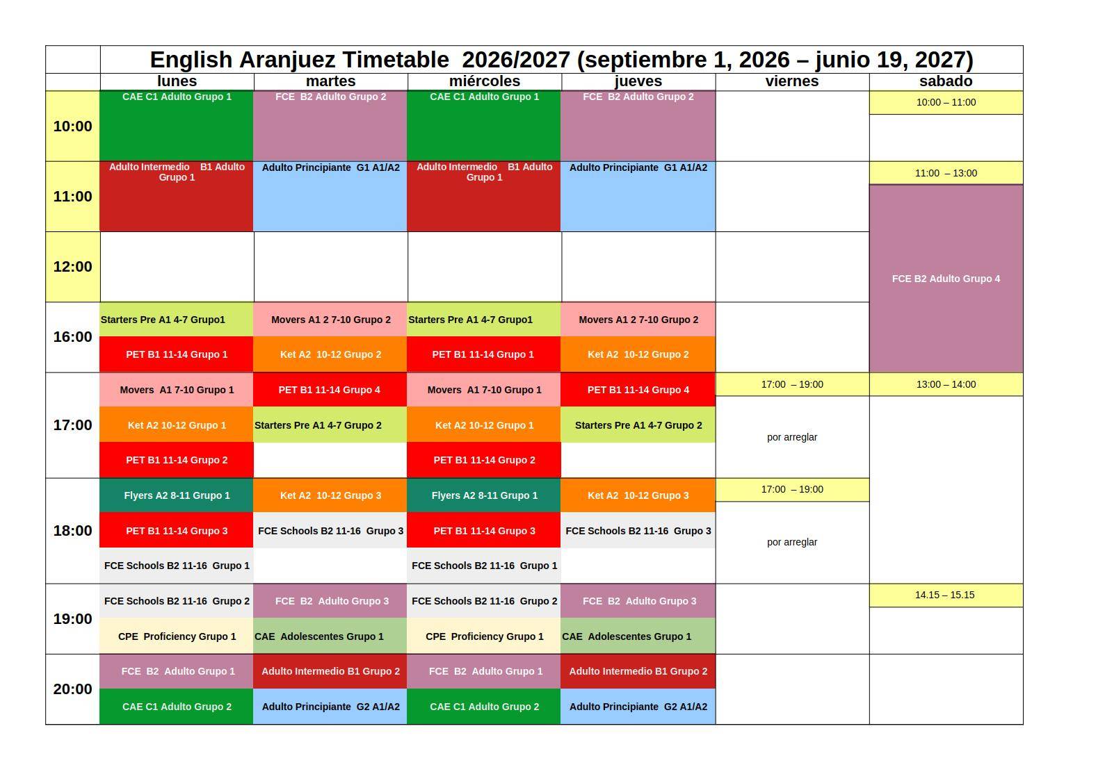 English classes World Idiomas Aranjuez
